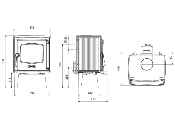 Room dimensions diagram for kW output calculator