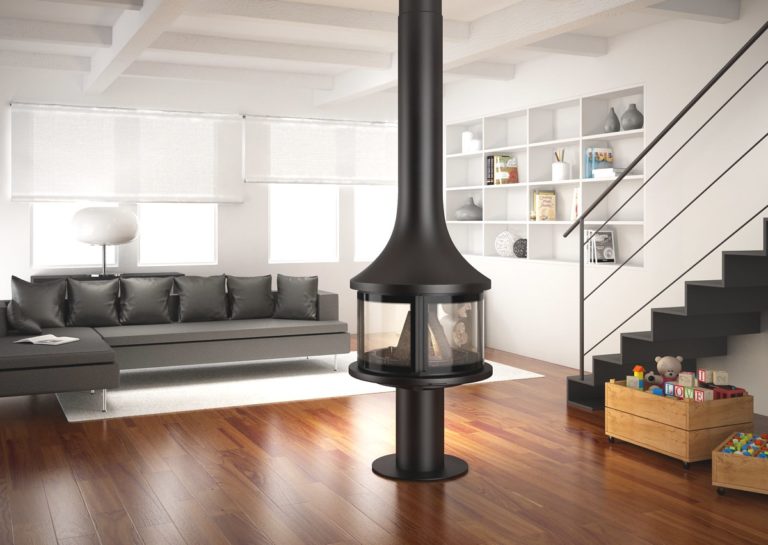 Hyper Fires - - JC BORDELET LEA 998 CENTRAL FIREPLACE WITH PEDESTAL - 2014 lea centrale silk screen glass - Product